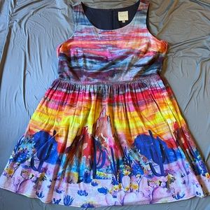 Modcloth desert landscape cactus sunset dress 2x